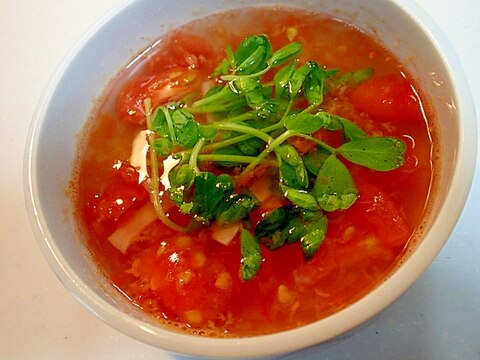 生姜香る　トマトとハムと豆苗のスープ♪